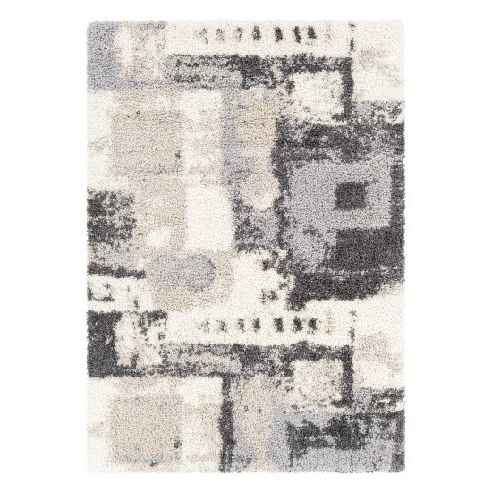 Surya Eskimo Shag Black & Light Gray Rug 5'3" X 7'