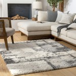 Surya Eskimo Shag Black & Light Gray Rug 5'3" X 7'