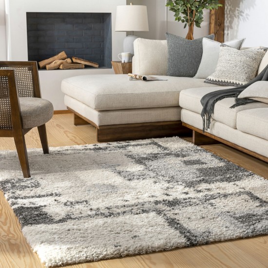 Surya Eskimo Shag Black & Light Gray Rug 6'7" X 9'