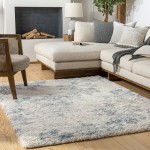 Surya Eskimo Shag Blue & Light Beige Rug 5'3" X 7'