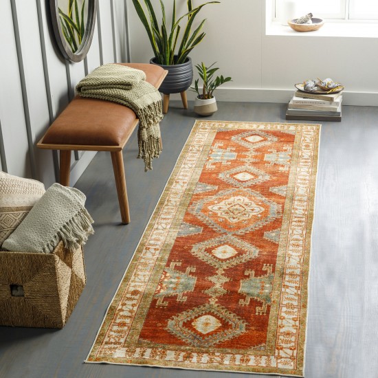 Surya Lavable Burnt Orange Rug 2'6" X 8'