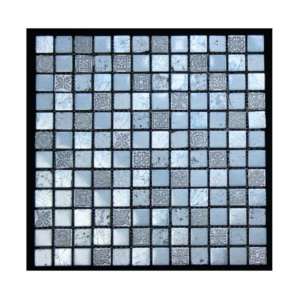 Legion Furniture Light Steel Blue With Silver Mosaic Tile