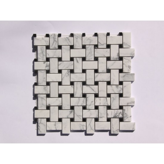 1" X 2" Stone Mosaic Wall Tile In White