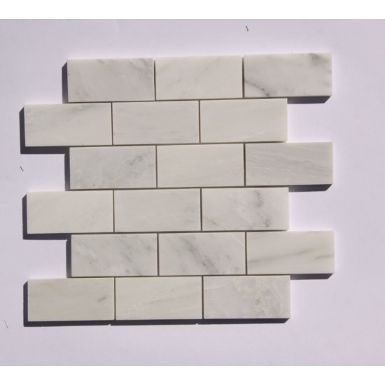 3.88" X 2.88" Stone Mosaic Wall Tile In White