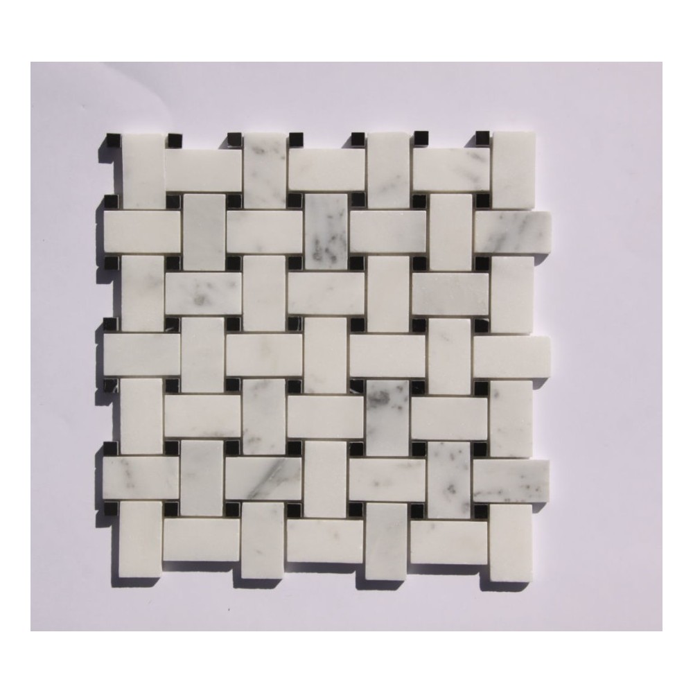 1" X 2" White Stone Mosaic Wall Tile