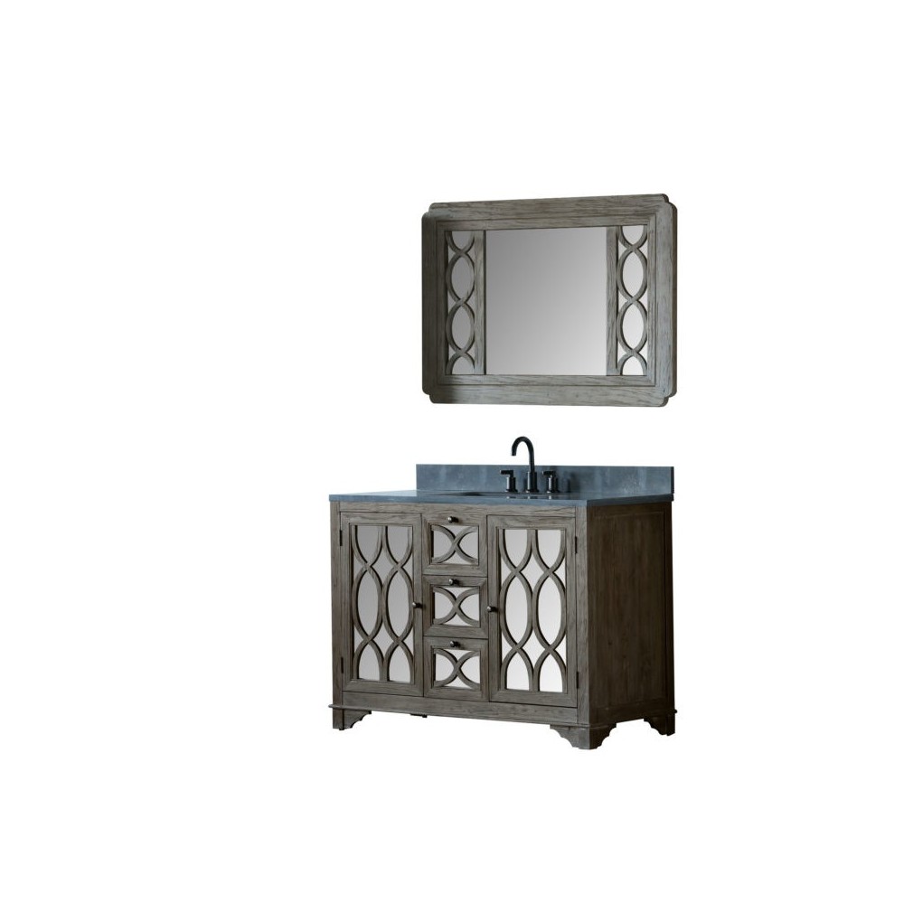 48" Solid Elm Sink Vanity With Faucet And 47.5" Rectangle Mirror 48" Solid Elm Sink Vanity With Faucet And 47.5" Rectangle Mirror