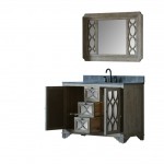 48" Solid Elm Sink Vanity With Faucet And 47.5" Rectangle Mirror