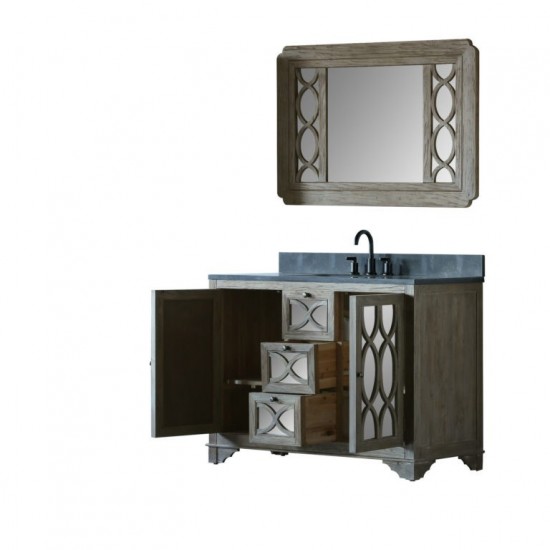 48" Solid Elm Sink Vanity With Faucet And 47.5" Rectangle Mirror