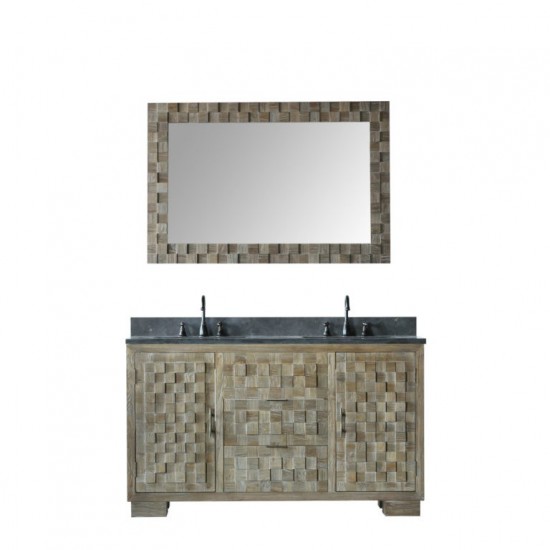 60" Solid Elm Sink Vanity With Faucet And 47.5" Mirror