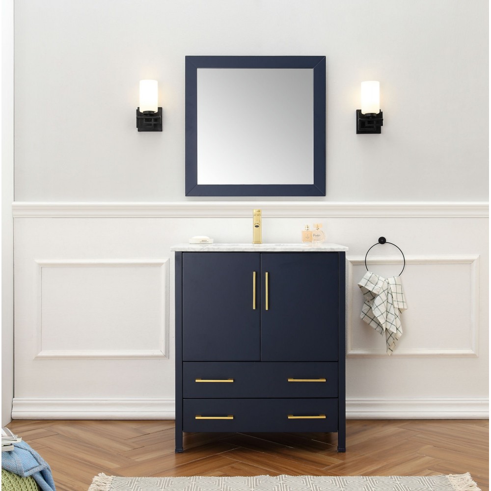 30" Solid Wood Sink Vanity With Mirror-No Faucet