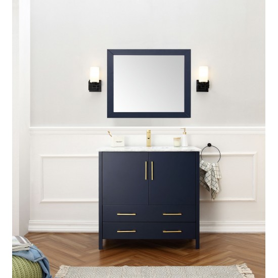 36" Solid Wood Sink Vanity With Mirror-No Faucet