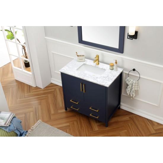 36" Solid Wood Sink Vanity With Mirror-No Faucet