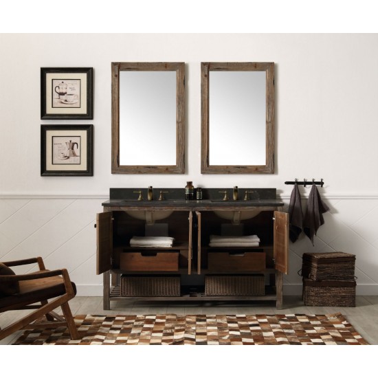 60" Solid Wood Sink Vanity With Moon Stone Top-No Faucet