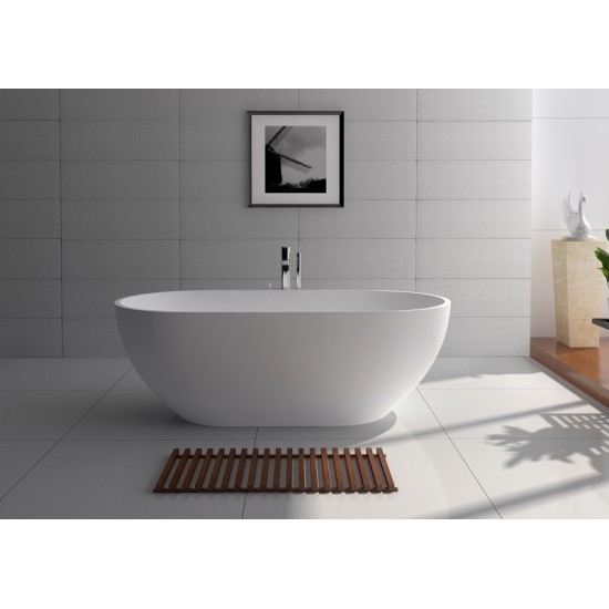 70.1" White Matt Solid Surface Tub - No Faucet