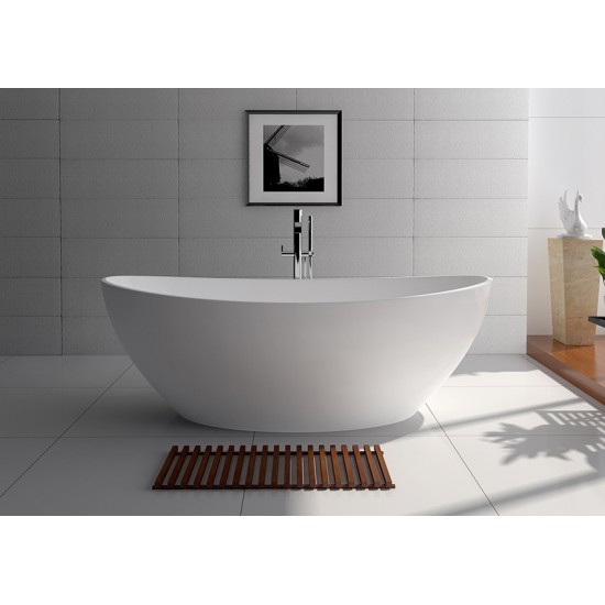 71" White Matt Solid Surface Tub - No Faucet