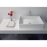 23.6" White Matt Solid Surface Bowl - No Faucet