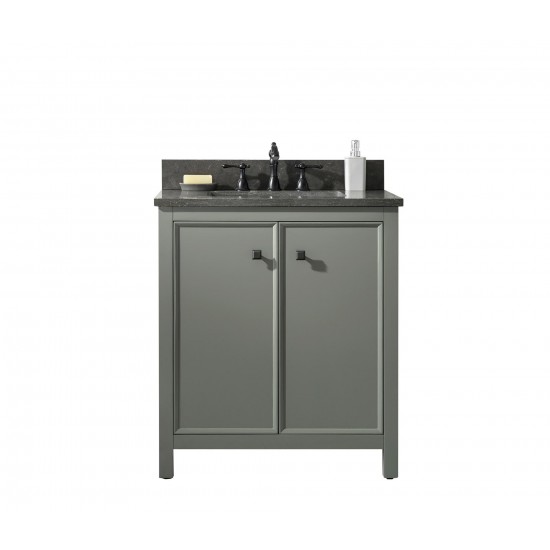 Legion Furniture 30" Green Finish Sink Vanity Cabinet With Blue Lime Stone Top