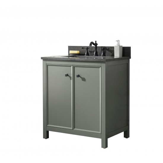 Legion Furniture 30" Green Finish Sink Vanity Cabinet With Blue Lime Stone Top