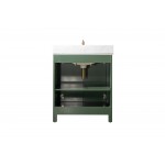 Legion Furniture 30" Green Finish Sink Vanity Cabinet With Carrara White Top