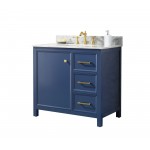 Legion Furniture 36" Blue Finish Sink Vanity Cabinet With Carrara White Top