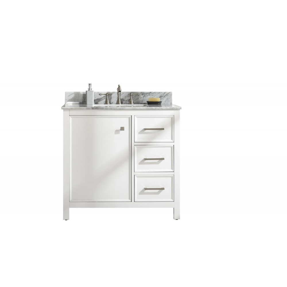Legion Furniture 36" White Finish Sink Vanity Cabinet With Carrara White Top