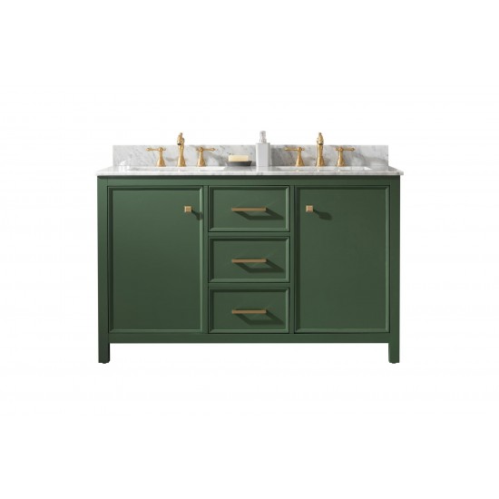 Legion Furniture 54" Green Finish Sink Vanity Cabinet With Carrara White Top