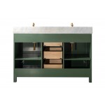 Legion Furniture 54" Green Finish Sink Vanity Cabinet With Carrara White Top