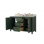 Legion Furniture 54" Green Finish Sink Vanity Cabinet With Carrara White Top