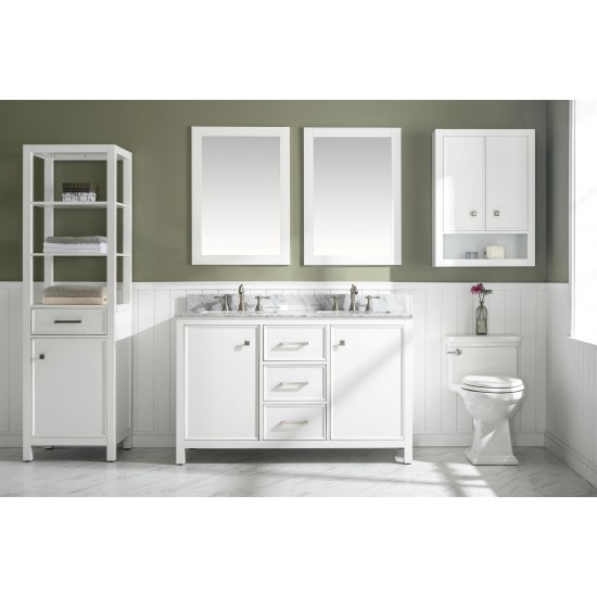 Legion Furniture 54" White Finish Sink Vanity Cabinet With Carrara White Top