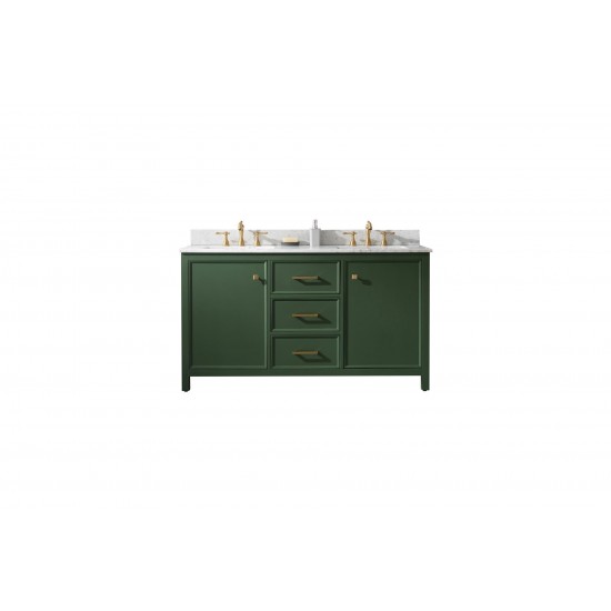 60" Vogue Green Finish Sink Vanity Cabinet With Carrara White Top