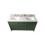 60" Vogue Green Finish Sink Vanity Cabinet With Carrara White Top