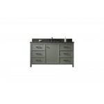 Legion Furniture 60" Green Finish Sink Vanity Cabinet With Blue Lime Stone Top