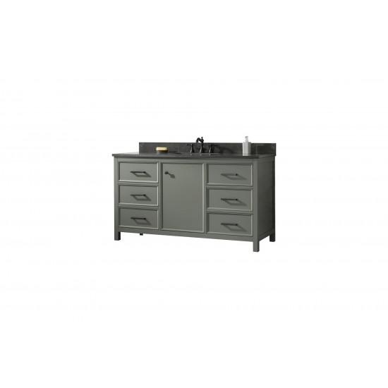 Legion Furniture 60" Green Finish Sink Vanity Cabinet With Blue Lime Stone Top
