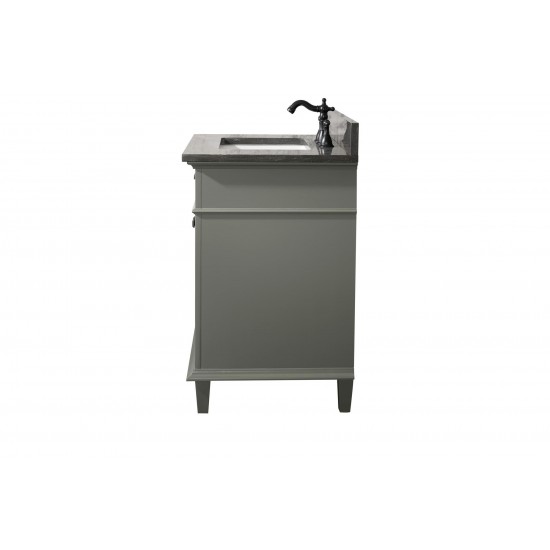 30" Pewter Green Finish Sink Vanity Cabinet With Blue Lime Stone Top