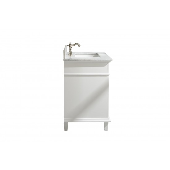 30" White Finish Sink Vanity Cabinet With Carrara White Top