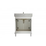 30" White Finish Sink Vanity Cabinet With Carrara White Top