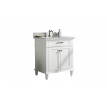 30" White Finish Sink Vanity Cabinet With Carrara White Top