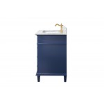 36" Blue Sink Vanity Cabinet With Carrara White Top