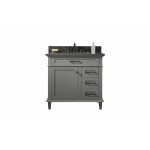 36" Pewter Green Finish Sink Vanity Cabinet With Blue Lime Stone Top