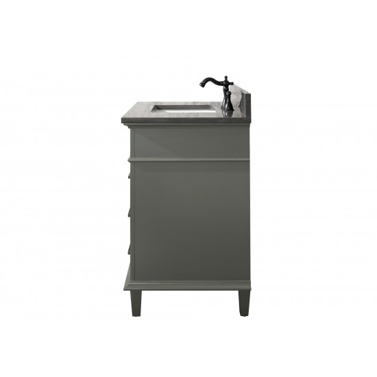 36" Pewter Green Finish Sink Vanity Cabinet With Blue Lime Stone Top
