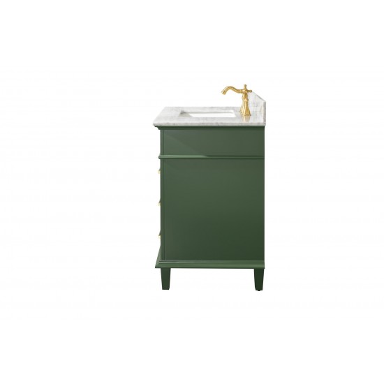 36" Vogue Green Finish Sink Vanity Cabinet With Carrara White Top