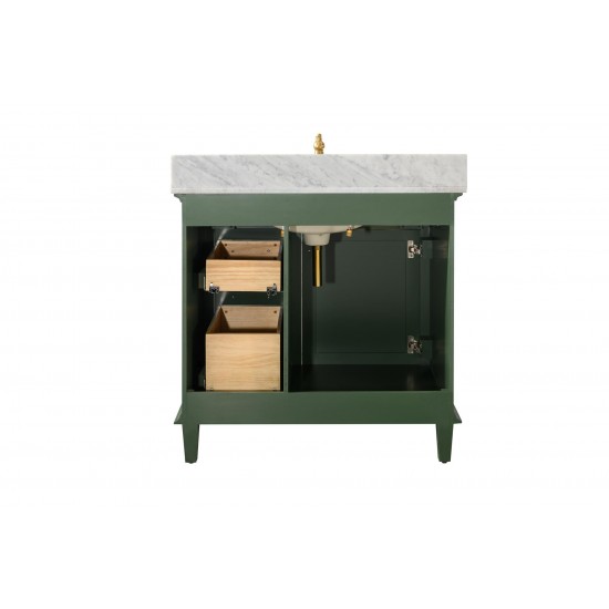 36" Vogue Green Finish Sink Vanity Cabinet With Carrara White Top