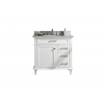 36" White Sink Vanity Cabinet With Carrara White Top