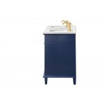 60" Blue Finish Double Sink Vanity Cabinet With Carrara White Top