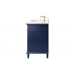 60" Blue Finish Single Sink Vanity Cabinet With Carrara White Top