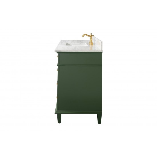 60" Vogue Green Finish Single Sink Vanity Cabinet With Carrara White Top