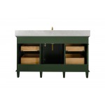 60" Vogue Green Finish Single Sink Vanity Cabinet With Carrara White Top