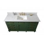 60" Vogue Green Finish Single Sink Vanity Cabinet With Carrara White Top