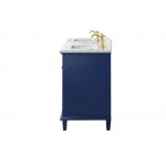 72" Blue Double Single Sink Vanity Cabinet With Carrara White Top