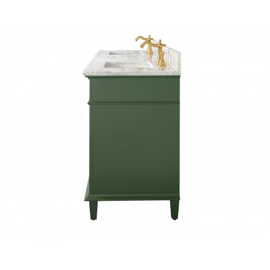 72" Vogue Green Double Single Sink Vanity Cabinet With Carrara White Top